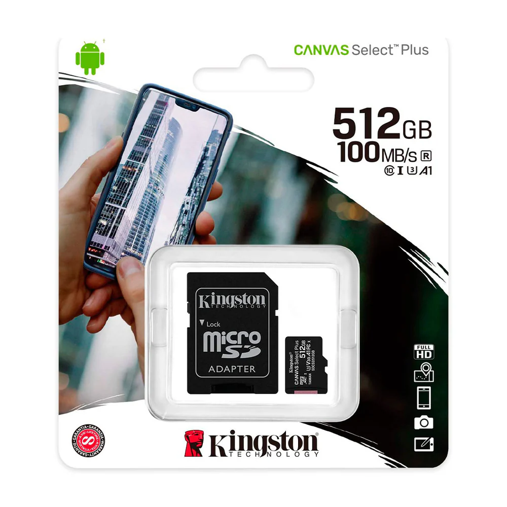 KINGSTON Canvas Select Plus Memoria MicroSD 512GB SDCS2/512GB con adaptador SD