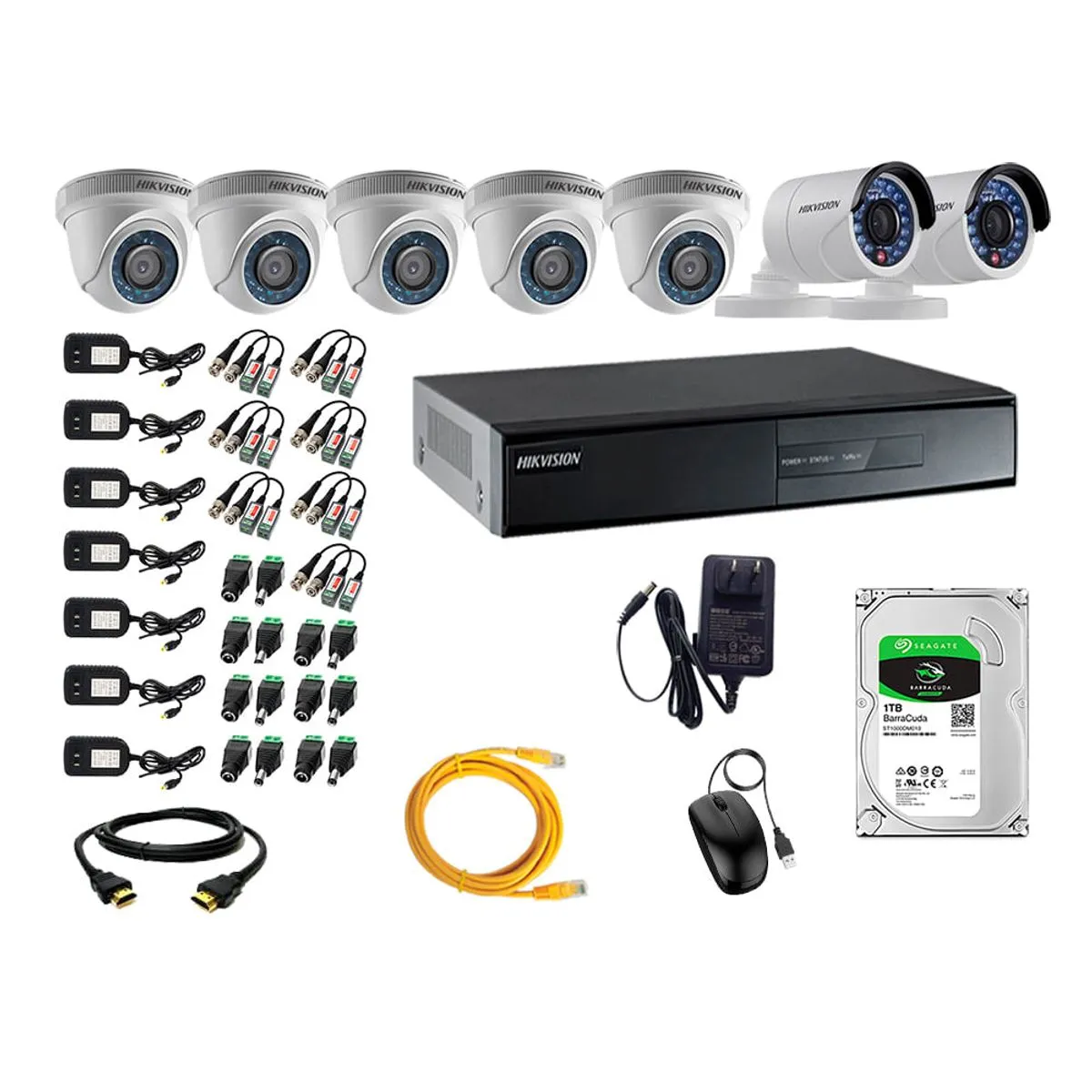 Kit 7 Hikvision HD 720p + Disco 1TB Oferta P2P HDMI