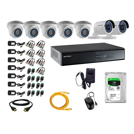 Kit 7 Hikvision HD 720p + Disco 1TB Oferta P2P HDMI