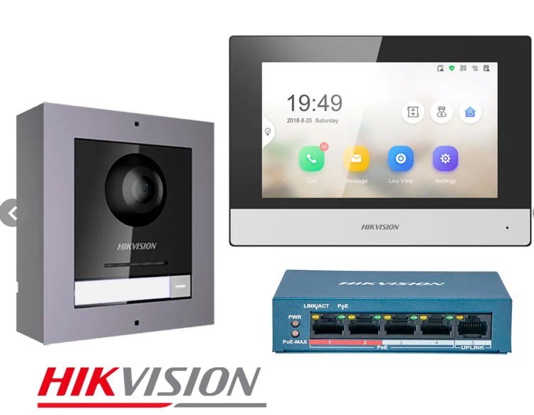Kit Videoportero IP Hikvision DS-KIS602 Cámara 2MP Pantalla táctil App Llamada