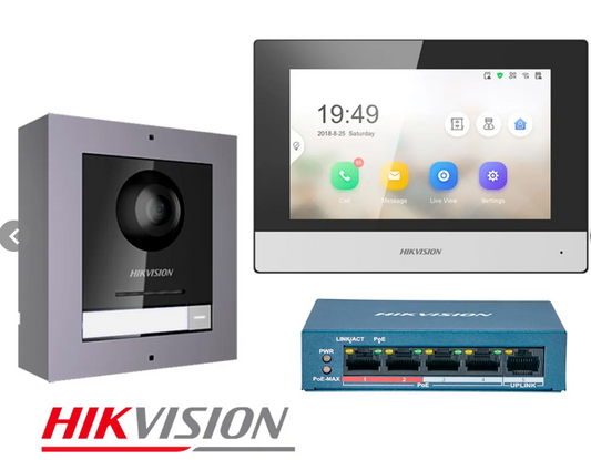 Kit Videoportero IP Hikvision DS-KIS602 Cámara 2MP Pantalla táctil App Llamada